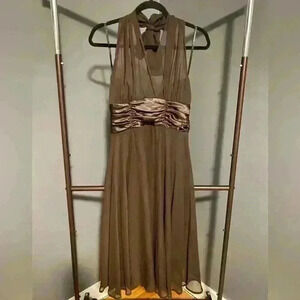 Connected Apparel‎ Women’s Brown MIDI Halter Dress Size 10